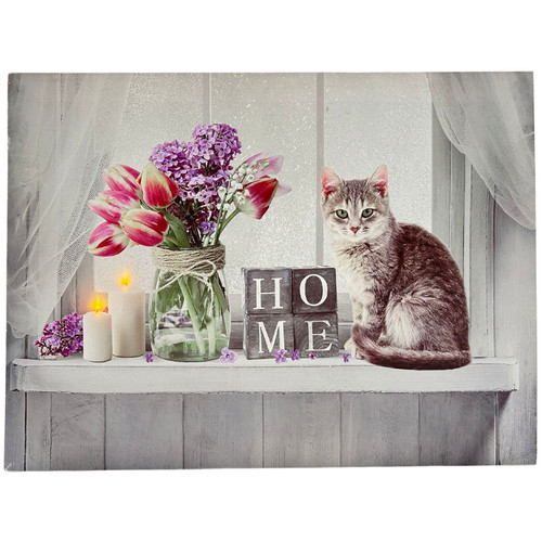 Abc home led wandbild katze - abc,