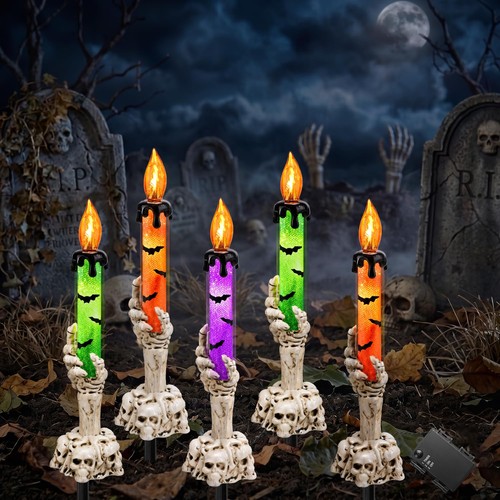 Halloween skelett kerzen 5er - halloween,