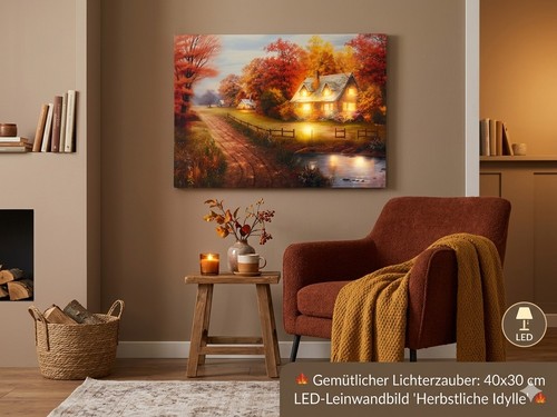 Led wandbild herbstwald - led,