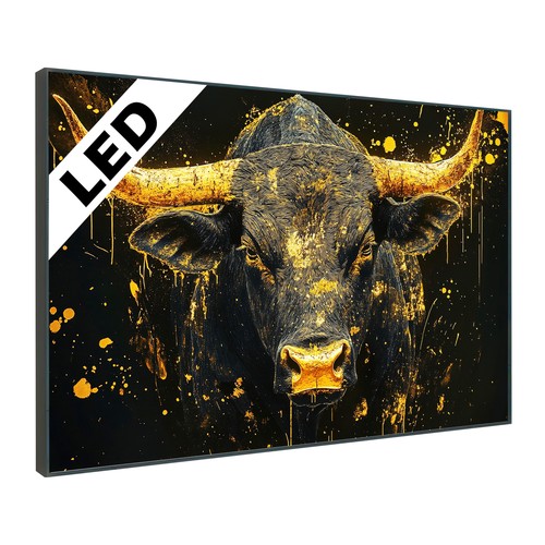 Led wandbild goldener stier - led,